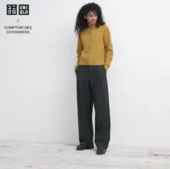 UNIQLO ブラッシュドジャージータックワイドパンツ　08 DARK GRAY