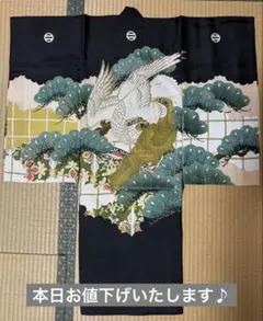 お宮参り　男の子　鷹と松のデザイン着物