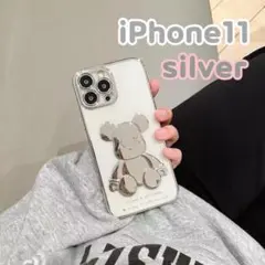 ベアブリック kawsクマ カウズ iPhone11 シルバー 韓国人気 お洒落