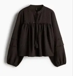 H&M 美品　クリンクルジャージーブラウス　ブラウン　長袖ブラウス