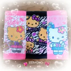 新品 キティ ハンドタオル 平成ギャル ヒョウ柄 ゼブラ ガラケー 制服 JK