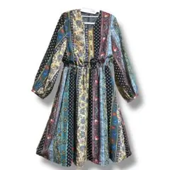 【美品】Lois CRAYON ロイスクレヨン マルチカラー　総柄　 ワンピース