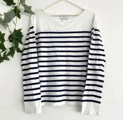 IENA ボーダーカットソー 長袖 白 ネイビー バスクシャツ