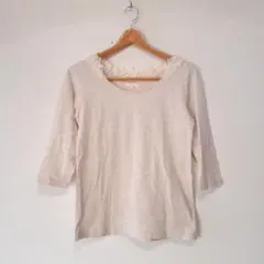 studio CLIP 五分袖 カットソー ロンT レース インナー 春トップス