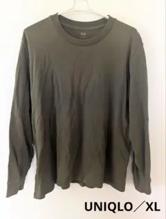 ユニクロ ソフトタッチクルーネックT 長袖 XL カーキ 綿100%のサムネイル
