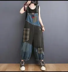 パッチワーク・再構築 デニムサロペット(オーバーオール)