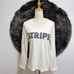 HERE'S STREET ビック英字デザイン　ロンT（L）白　長袖　コットン