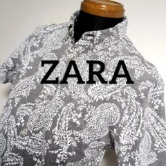 dd35 ZARA MAN 半袖 シャツ ペイズリー柄 メンズSサイズ相当