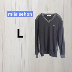 Mila sehon 日本製毛100%ミラショーン黒Vネック ゴルフ　冬　春のサムネイル