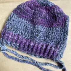 最終お値下げ ハンドメイド ニット帽紐付き