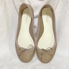TEMPERATE テンパレイト レインシューズ　パンプス　ベージュ　ラメ　38のサムネイル