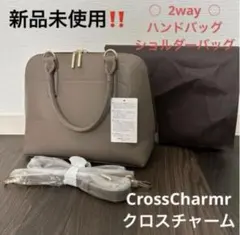 ⑥新品‼️クロスチャーム 2way ハンドバッグ&ショルダーバッグサイドまで開く