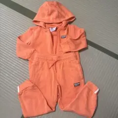 adidas オレンジ フード付きジャージ 100cm セットアップ