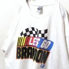 ギルダン レッツゴーブランドン ロゴ Tシャツ ホワイト 白 XL 古着