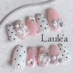 現品　フレンチガーリーネイル　ちゅるん　韓国　ワンホン　量産型　ピンク　白