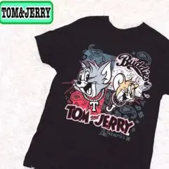 TOM&JERRY トムとジェリー　ペイズリー柄　Tシャツ　半袖　黒のサムネイル
