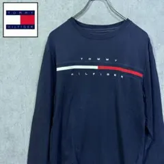 トミーヒルフィガー 長袖Tシャツ ロンT ネイビー 紺 メンズS フラッグロゴ
