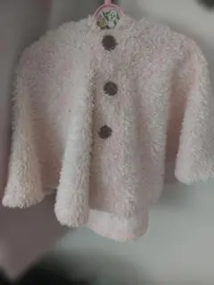 ベビーポンチョ くま　ピンク女の子　子供服　春冬