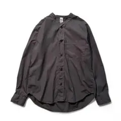 MHL. バンドカラー コットン シャツ ブラウス ゆったり ダークグレー