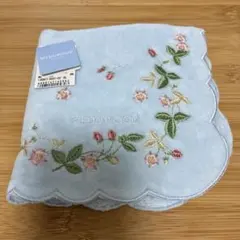 WEDGWOOD ウェッジウッド タオルハンカチ ブルー 花柄刺繍新品未使用のサムネイル
