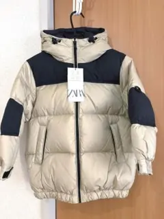 週末値下げ　ザラ　フード付フェザーダウンコート ベージュ・黒　120サイズ　新品