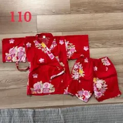 赤い花柄甚平 サイズ110