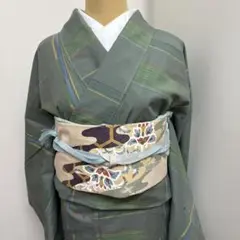 モダン柄 正絹 紬 未使用