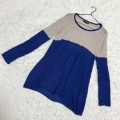 BUONA GIORNATA 透かし編みニット　チュニック　バイカラー　（F）