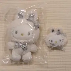 ハローキティ　マスコット　ヘアクリップ　ふわふわスノーラビット