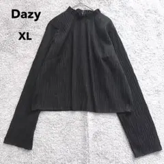 デイジー　ブラウス　黒【XL】プリーハイネック　長袖　ゆったり　シンプルのサムネイル