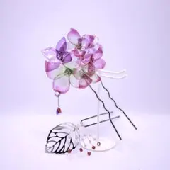 紫陽花かんざし大【ピンクとグリーン】