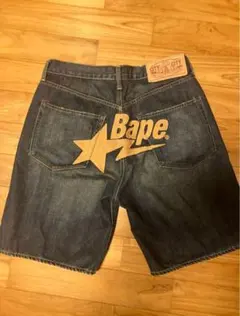 美品 A BATHING APE スターモチーフ 星 デニム ショートパンツ L