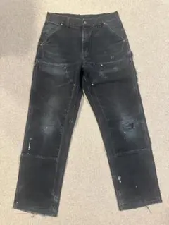 神フェード】USA製 Carhartt カーハートダブルニーブラック33×30