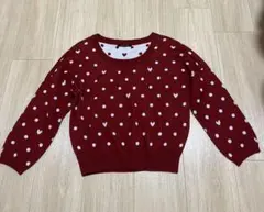 【クリスマス】【INGNI】赤 ドット ハート柄 長袖ニット