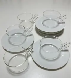 Adam&Eve耐熱ガラスカップ＆ソーサー 5客セット