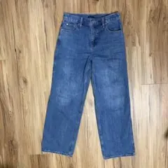 UNIQLO ブルーデニム ワイドレッグパンツ　ハイウエスト