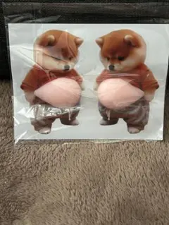 柴犬 ぷにぷにシール ぷくぷくシール お腹 ぽっこり　ステッカー 犬2匹