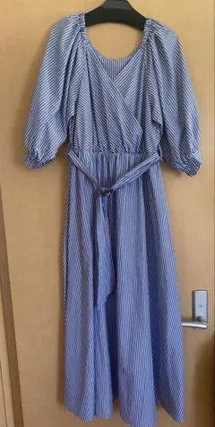 natural couture ストライプワンピース ベルト付き