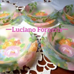 ー石塚硝子ー Luciano Forneris 花柄中皿&サラダボウルSETのサムネイル