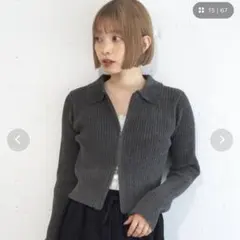 ベロア調ダブルジップカーディガン