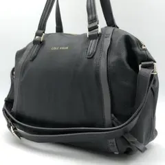 【美品】コールハーン ハンドバッグ 2WAY 黒 ゴールド金具 レザー 肩掛け