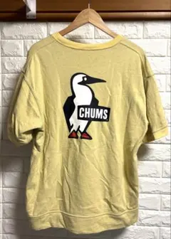 CHUMS チャムスロゴプリント半袖スウェットTシャツ イエロー Lユーズド