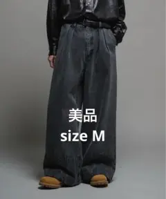 美品 完売品 13.5oz バギーデニムパンツ グレー M