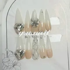 韓国　ギャル　ネイルチップ　ネイル　ロング　スナ系　量産型　y2k ワンホン