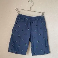 ユニクロ オオハシ総柄 ハーフパンツ ショートパンツ 120 青 綿 お出かけ