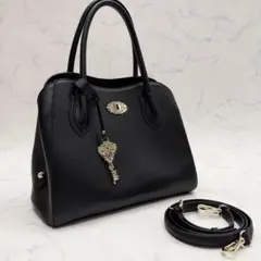 ☆美品☆ アナスイ　ハンドバッグ　鍵　ブラック　レザー　2way