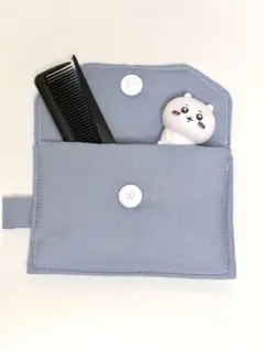 ハンドメイド ミニポーチ ブルー