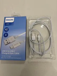 PHILIPS USB-A to USB-C 充電・同期ケーブル 1.25m