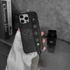 iPhone用黒い合成皮革ケース iphone 15promax ケース