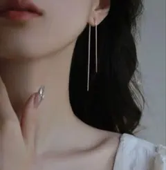 華奢 ロングチェーン揺れる 上品 イヤリング ゴールド 韓国 結婚 上品 通勤